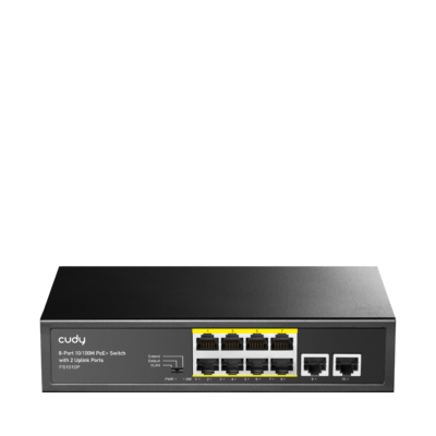 Switch PoE CuDy FS1010P 2.0 8 cổng FE với 2 cổng Uplink FE